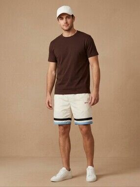 $74 AGTAWH Men's Embroidered Logo Graphic Short